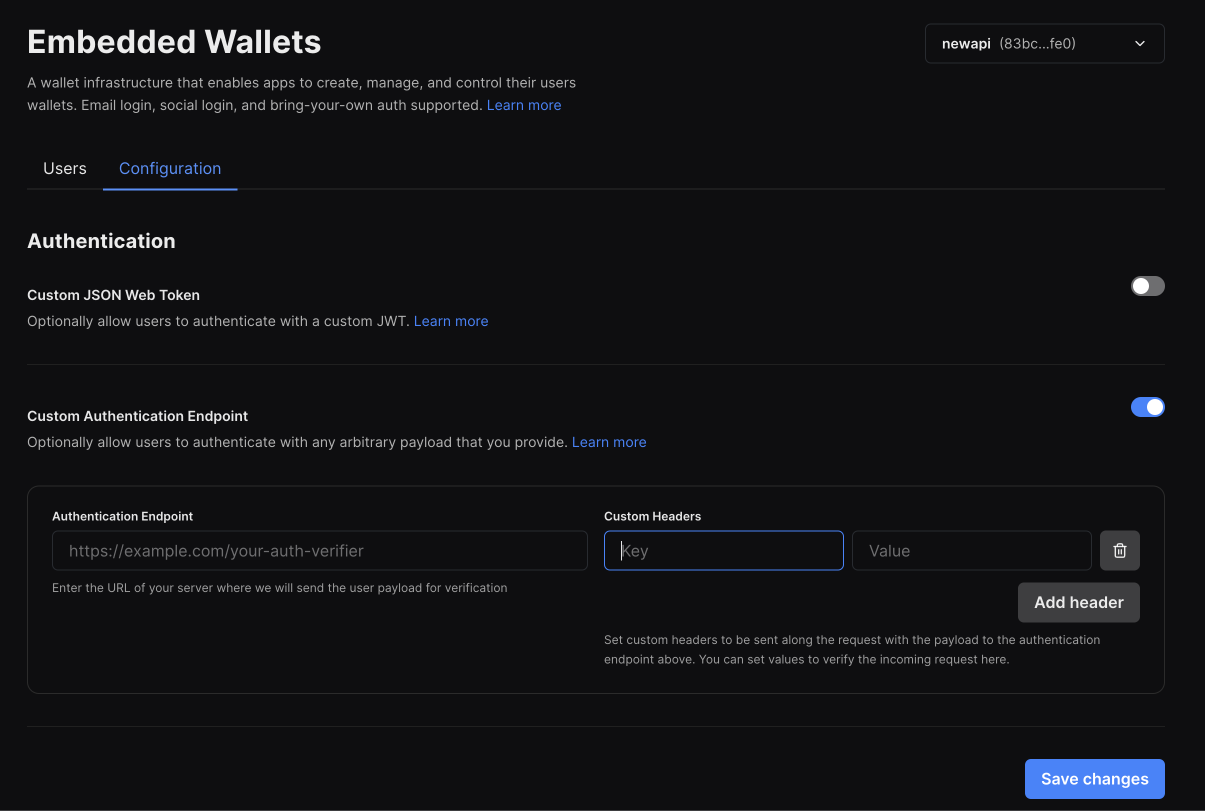 Generic auth dashboard